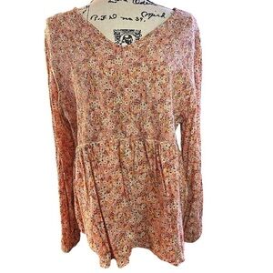 Sonoma Goods for Life Women’s Pink Salmon Floral Top 1X